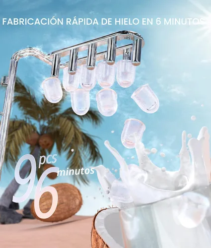 Vista 2 de ecozy Máquina de hielo portátil para encimera, 9 cubos listos en 6 minutos, 26 libras en 24 horas, máquina autolimpiante con bolsas de hielo/cuchara