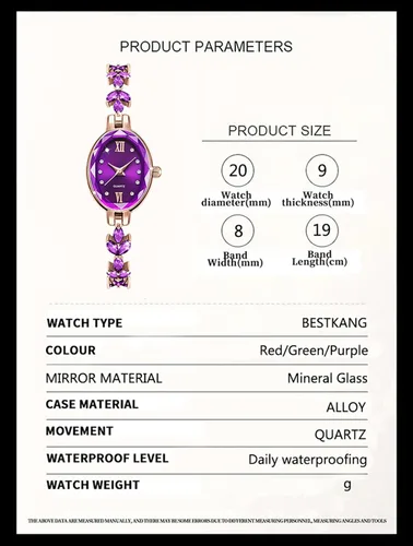 Vista 7 de BESTKANG Reloj de pulsera casual de pétalos de lujo para mujer, reloj de cuarzo simulado para mujer