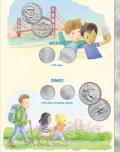 Vista 3 de Whitman 250th America Celebration Coin Folder – Kids Love Coins P & D Mints #5536