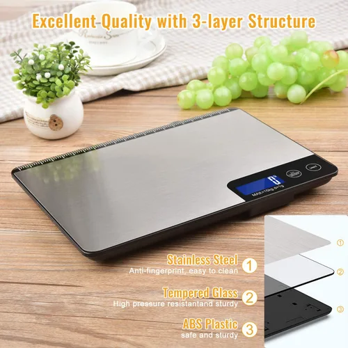 Vista 5 de Diyife - Báscula digital de cocina de 33 libras, área de pesaje grande (9 pulgadas), báscula electrónica profesional de alimentos, báscula doméstica