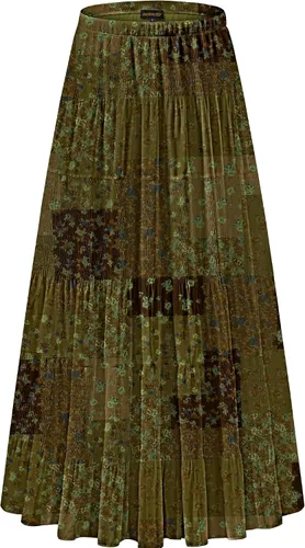 Vista 47 de NASHALYLY - Faldas largas de gasa, acampanadas, plisadas, con cintura alta y elástica para mujer Albaricoque Rosa Floral