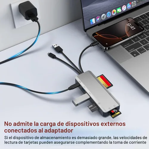 Vista 7 de Adaptador de lector de tarjetas SD 8 en 1 de aluminio con caja de transporte de almacenamiento de tarjetas SD/TF/CF/MS/XD/Cfast/Memory Stick Pro Duo