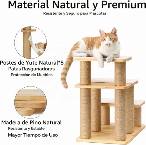 Vista 4 de FUKUMARU Escaleras para perros, escaleras de madera maciza para mascotas