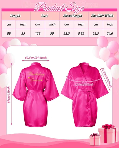 Vista 2 de Bata de baño de 6 piezas para mujer, para cumpleaños, fiesta, Queen, spa, kimono, bata de spa, bata de dormir, fiesta, bata de seda