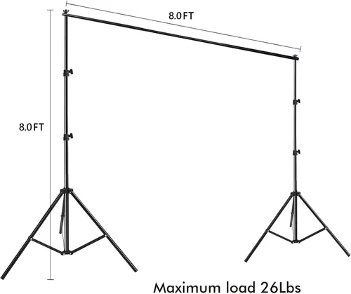 Vista 3 de HYJ-INC Soporte de fondo para estudio fotográfico y de vídeo, soporte de fondo fotográfico ajustable de 8 x 8 pies, kit de sistema de soporte