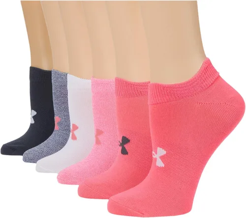 Vista 17 de Under Armour womens Essential 2.0 Lightweight No Show Socks, 6-pairs (002) Negro / Blanco