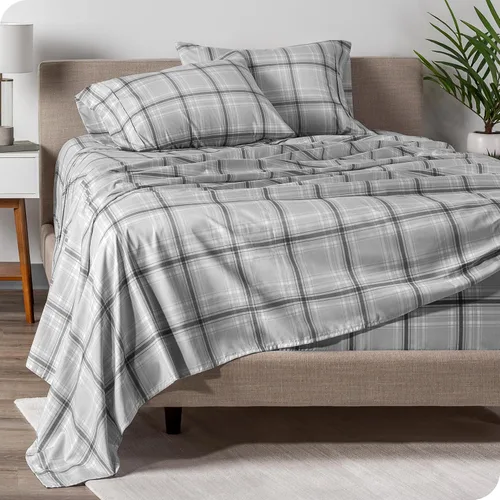 Vista 14 de Bare Home - Juego de sábanas estampadas, 1800 ultra suaves (individual, gris jaspeado) Deep Pockets 6 to 15 Inches, Breathable, Hypoallergenic