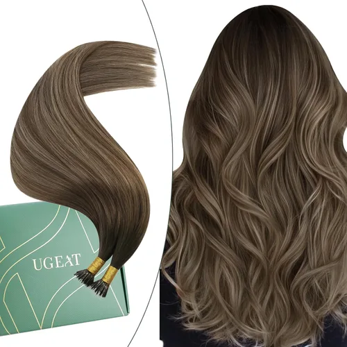 Vista 70 de Ugeat - Extensiones de cabello humano con microanillo, 14 pulgadas, extensiones de cabello Remy con microcuentas de 1 gm/hebra, 50 gms, extensiones