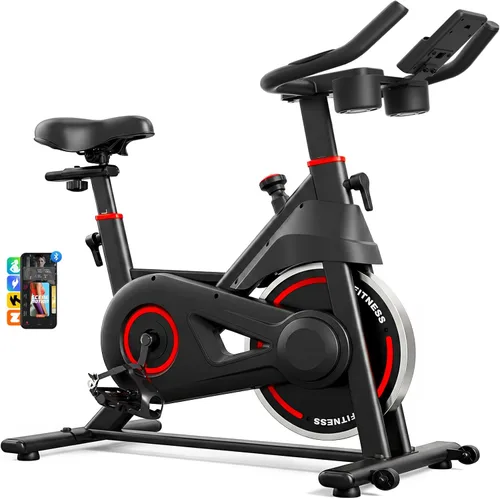 Vista 9 de YPOO Bicicleta estática Resistencia Magnética Ajustable 330LBS,Cursos APP Negro