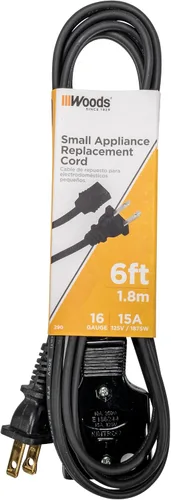 Vista 2 de Southwire Cable para electrodomésticos con mini enchufe ranurado, construido para electrodomésticos de calor de cocina, vinilo resistente a la Negro