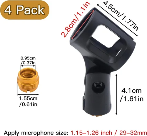 Vista 2 de 4 clips de goma ajustables para micrófono, accesorios flexibles de soporte de micrófono de mano, diseño a prueba de golpes con rango de diámetro