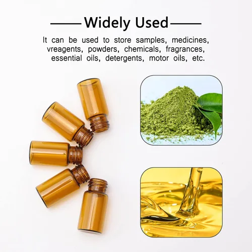 Vista 7 de 20pcs Colección de Muestra Líquida Borwn Botellas de Vidrio Frascos Tapón Tornillo Capacidad 0.1 fl oz Ámbar