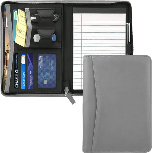 Vista 7 de Organizador de Portafolio Pequeño, Portafolio de Negocios A5 con Cremallera, Carpeta Padfolio Junior para Mujeres y Hombres, Bloc de Escritura de 5