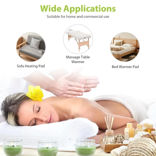 Vista 6 de Calentador de mesa de masaje, almohadilla de calefacción profesional SPA masaje cama calentador almohadillas Blanco
