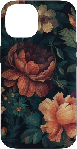 Vista 4 de Vintage Dark Flower Pattern Moody Floral Case for iPhone 17