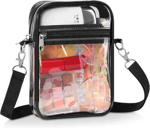 Vista 11 de MoKo Clear Bag Stadium Approved for Women, Crossbody Bag Purse Adjustable Strap Shoulder Bags for Concerts Sports Events