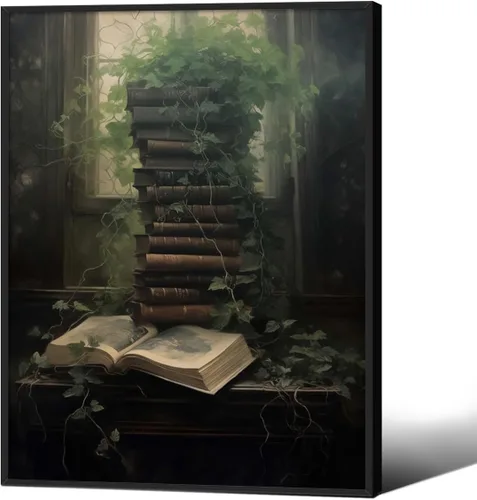 Vista 20 de Cartel de libro gótico de academia oscura vintage de mediados del siglo, arte de pared de lienzo victoriano de medio siglo, impresiones estéticas