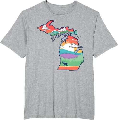 Vista 38 de Michigan Outside - Camiseta con ilustración artística
