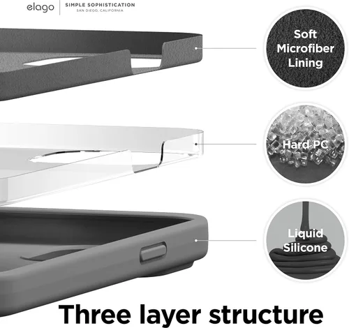 Vista 2 de elago - Funda compatible con iPhone 13 Pro Max, funda de silicona líquida, funda protectora de cámara de cuerpo completo, a prueba de golpes, funda