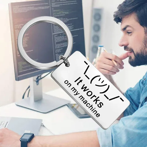 Vista 6 de UJIMS Llavero divertido para programador de computadora, funciona en mi máquina científica, desarrollador de joyas, regalos de TI