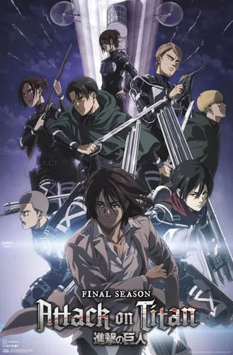 Vista 8 de Trends International Attack on Titan: Season 4 - Póster de pared Key Visual 2, 22.37 x 34.00 pulgadas, versión enmarcada en negro Versión con marco