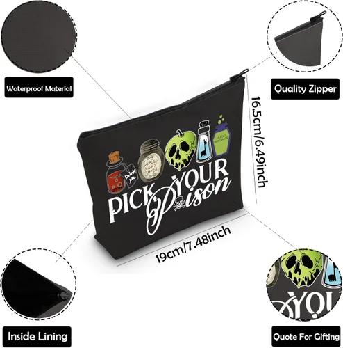 Vista 3 de ZJXHPO Halloween Evil Queen Regalo Villano Amante Regalo Veneno Maquillaje Bolsa Con Cremallera Lona Tote Bolso Hombro