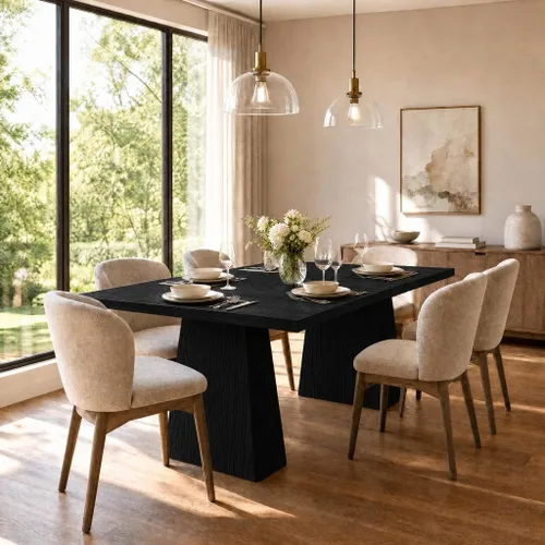 Vista 6 de 71 Inch Rectangular Dining Table, Wooden Kitchen Table with Sturdy Heavy Duty Legs, Modern Dining Room Furniture for 6-8 People Family Use