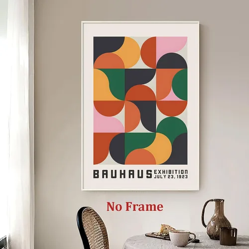 Vista 3 de Haruhiart Bauhaus - Póster de la exposición 1923, colorido arte de pared moderno de mediados de siglo, arte geométrico, imagen colorida moderna