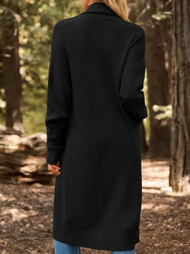 Vista 4 de LILLUSORY - Cárdigan largo para mujer, abrigo de invierno de gran tamaño con frente abierto