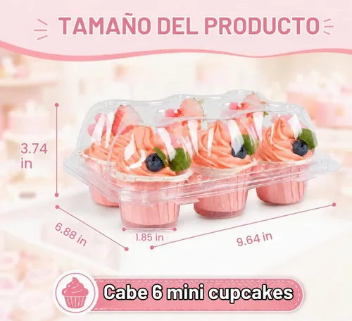 Vista 2 de Soporte para cajas de contenedores de mini cupcakes, 6 unidades con 200