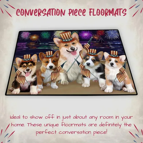 Vista 4 de Doggie of the Day Corgi Dogs Floor Mat - 4th of July Independence Day - Best Dog Doormat - Protector Decor - Unique Portrait Art - Premium Quality