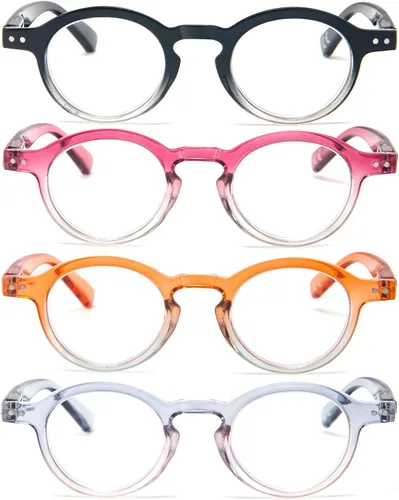 Vista 2 de 4 unidades de gafas de lectura pequeñas y redondas, cómodas, con marcos coloridos y elegantes para mujeres