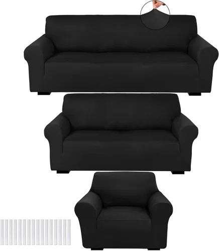 Vista 30 de Peryiter Juego de 3 Fundas para Sofá, Cubiertas de Muebles para Sofá, Loveseat, Sillón, Ajuste de Forma Elástico, Sin Arrugas, Protector de Muebles