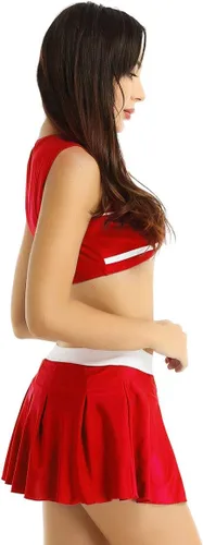 Vista 5 de CHICTRY Disfraz de colegialas adultas para mujer, uniforme recortado, chaleco y faldas plisadas