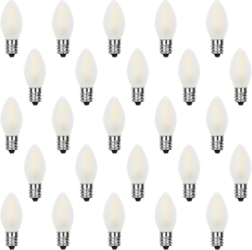 Vista 13 de Paquete de 25 bombillas de repuesto de luces de Navidad C7, bombillas incandescentes de vidrio multicolor transparente, base de candelabro C7/E12