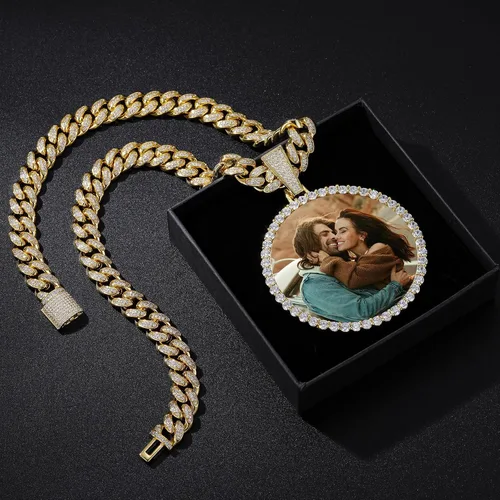 Vista 6 de YIMERAIRE Collar grande de gran tamaño con foto con colgante personalizado para hombre