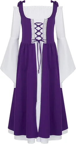 Vista 4 de Shinsto Vestidos de princesa victoriana medieval para niñas, disfraz renacentista para fiesta de Halloween
