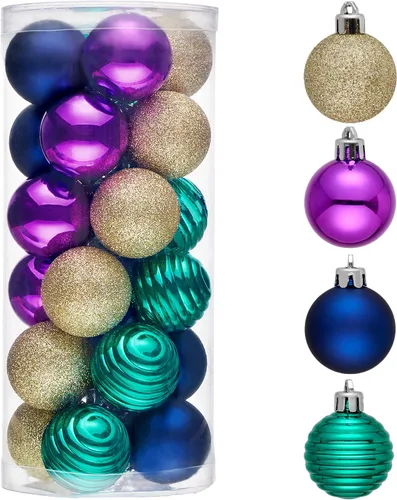 Vista 18 de Valery Madelyn Small Christmas Tree Decorations Ball Ornaments 24ct 1.57" Oro rojo