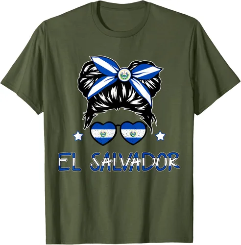 Vista 36 de Camiseta de El Salvador para Niñas Bandera Patrimonio Hispano Salvadoreño