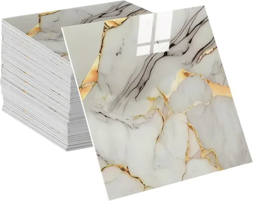Vista 3 de Ochine 10 paneles de pared impermeables para salpicaduras de mármol para despegar y pegar, azulejos para salpicaduras de muro para despegar y pegar
