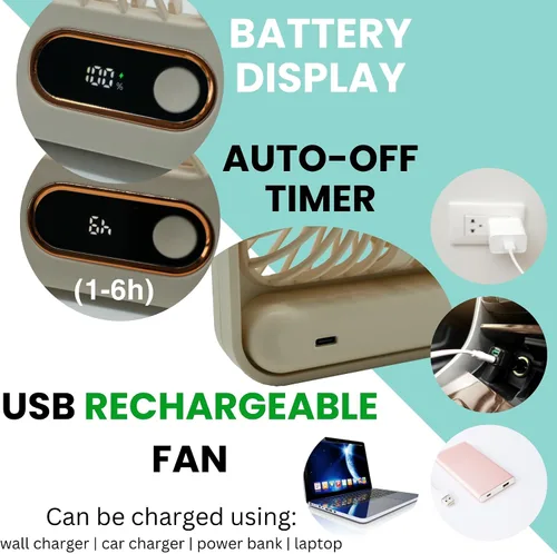 Vista 6 de Nordmoose Ventilador aprobado para cruceros, hasta 16 horas de duración de la batería, recargable por USB, ventilador de viaje alimentado por