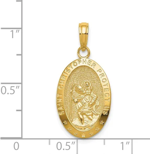 Vista 4 de Colgante de medalla de San Cristóbal de 14 quilates 0.787in 0.472in estilo K5082