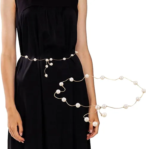 Vista 2 de Cinturones de cadena de moda para mujer, cadena de cintura con diamantes de imitación para vestido, cinturón automático con hebilla