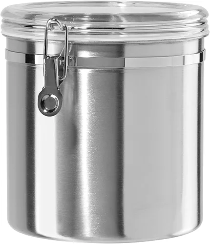 Vista 18 de Oggi Recipiente de cocina de acero inoxidable de 26 onzas líquidas, negro - Tapa hermética con cierre, parte superior transparente - Ideal