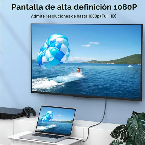 Vista 5 de Thsucords Cable HDMI a VGA de 3.3 pies, cable trenzado chapado en oro HDMI a VGA (macho a macho) compatible con computadora, escritorio, portátil