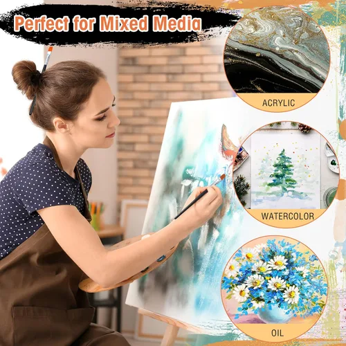 Vista 5 de 30 pinceles de pintura a granel, pequeños pinceles de pintura plana a granel, pincel de pintura acrílica, pincel de pintura al óleo para el aula