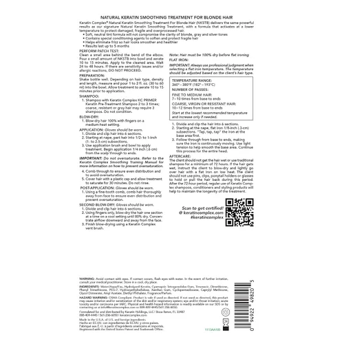Vista 3 de Keratin Complex NKSTB Sistema de tratamiento de alisado de queratina natural para sistema de cabello rubio, kit de prueba de 4 onzas líquidas cada