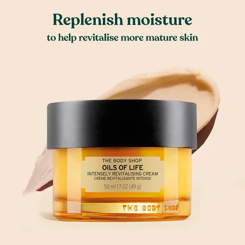 Vista 4 de The Body Shop Oils of Life - Crema revitalizante intensa, ligera, nutritiva, revitaliza la piel, 1.7 onzas líquidas