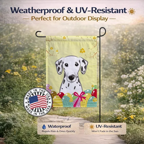 Vista 439 de Caroline's Treasures BB1923GF Bandera decorativa para jardín con diseño de Border Collie, para caza de huevos de Pascua, para jardín, jardín, patio