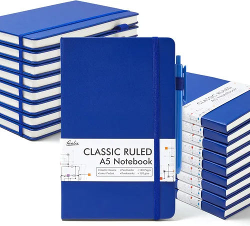 Vista 8 de feela Paquete de 18 cuadernos de diario para trabajo, cuadernos de negocios a granel de tapa dura rayados de escritura con soporte para bolígrafo
